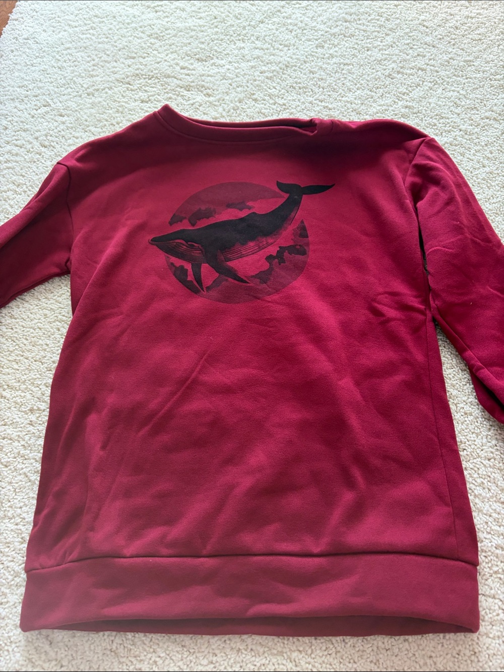 Maroon Sweatshirt with Whale Graphic